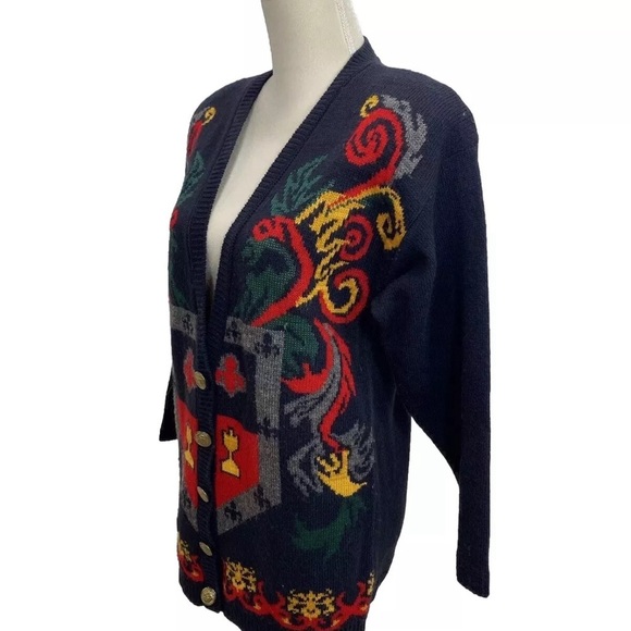 Norton McNaughton Dark Academia Cardigan Sweater SMALL Loose V Neck Long - Picture 2 of 9